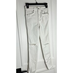 We The Free Free people white Off high rise raw hem skinny jeans Women Sz NWOT